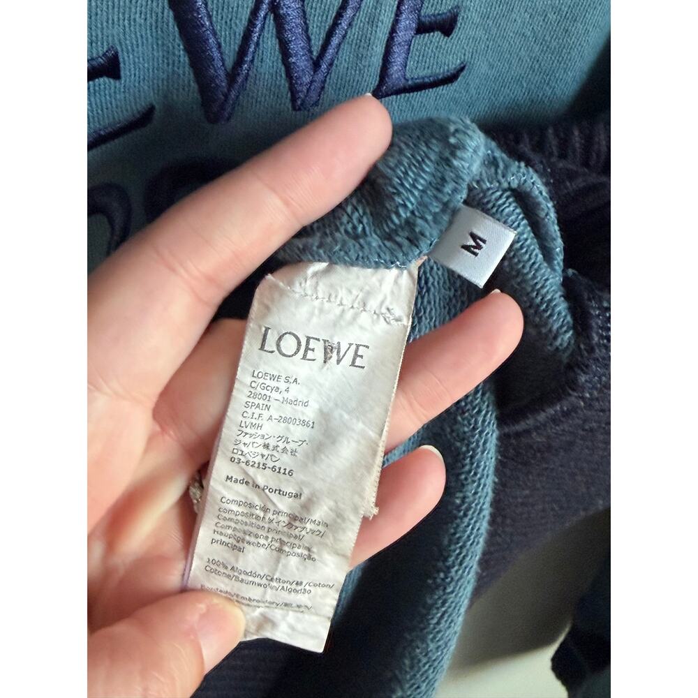 Loewe Anagram Embroidered Cotton Jersey  Sweatshirt Duck Blue Women's Medium - Picture 6 of 7